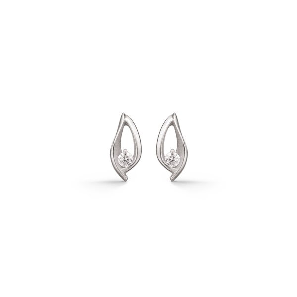 Silberohrstecker rhodiniertes längliches Auge mit facettiertem Zirkonia.