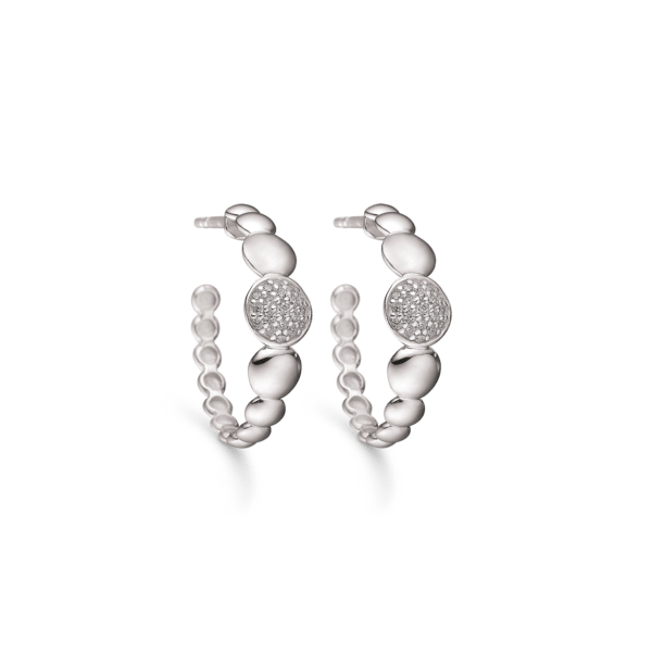 Silberne Ohrstecker rhodinierter Halbkreis aus Punkten mit facettierten Zirkonia.