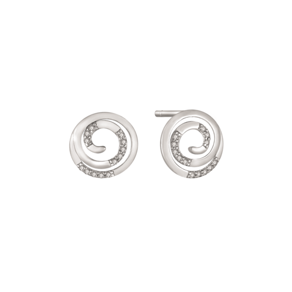 Silberne Ohrstecker 3 ineinander geschmiegte Kreise mit Zirkonia