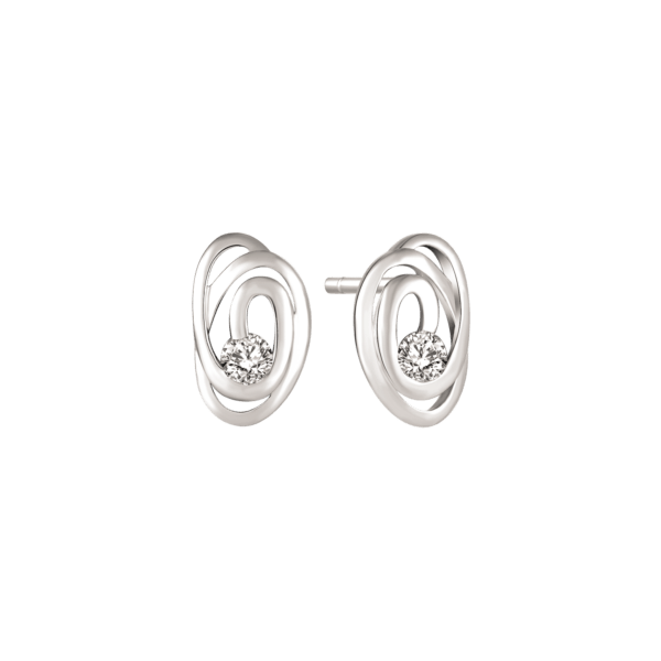 Silberohrringe doppelt oval mit Zirkonia verflochten