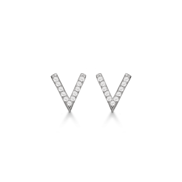 Silberne Ohrstecker rhodiniert V besetzt mit facettierten Zirkonia.