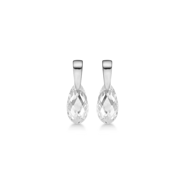 Silberne Ohrstecker rhodinierter Tropfen facettierter facettierter Zirkonia.