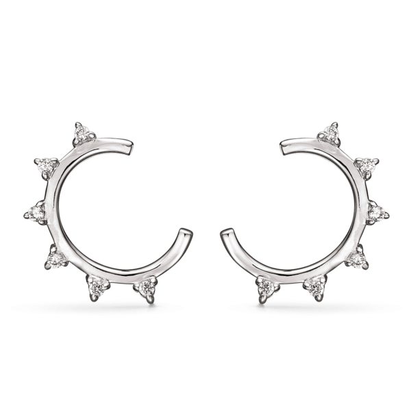 Silberne Ohrstecker rhodinierter offener Kreis mit 11 facettierten Zirkonia