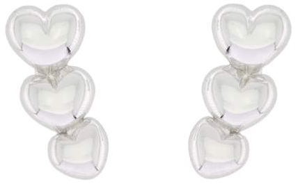 Silberne Ohrstecker 3 Herzen schwarz rhodiniert im Halbbogen in verschiedenen Größen