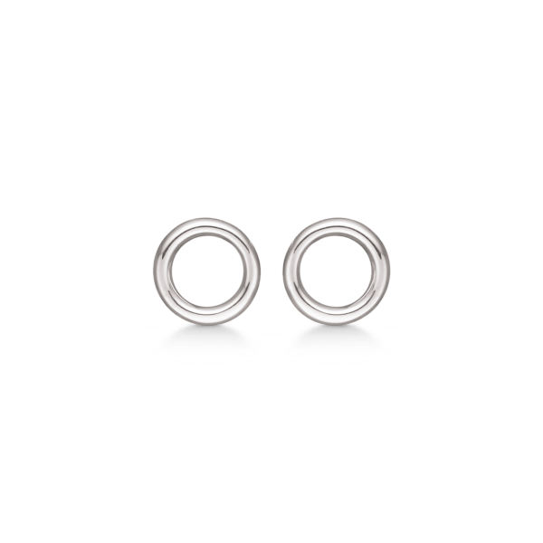 Silberne Ohrstecker rhodinierter runder Kreis Größe: 8 mm.