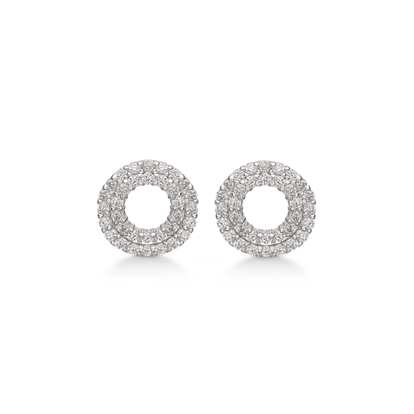 Silberne Ohrstecker rhodinierter Doppelkreis mit facettierten Zirkonia.