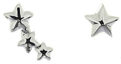 Silberne Ohrstecker Sterne im Bogen glänzend 3+1