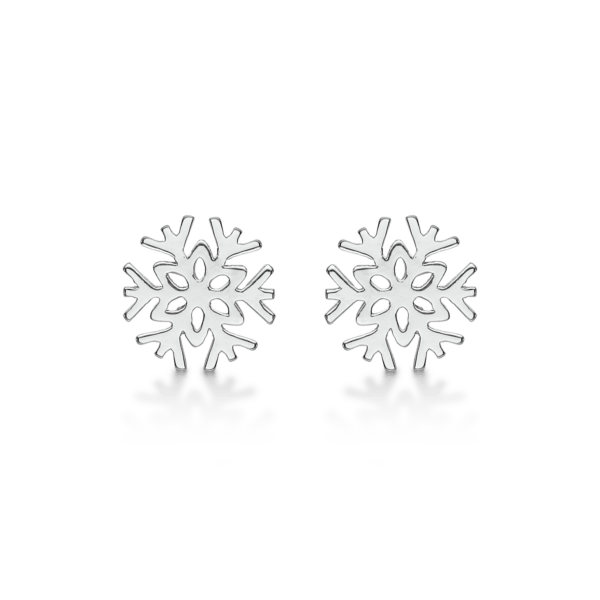 Silberohrringe mit rhodinierten Schneeflocken.