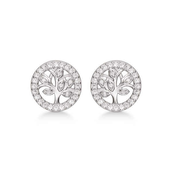 Labensbaum Ohrstecker Silber, mit facettierten Zirkonia-Steinen
