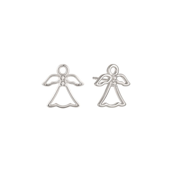 Silberne Ohrstecker Engel mit Zirkonia Abmessungen: 13 x 12,6 x 1,5 mm