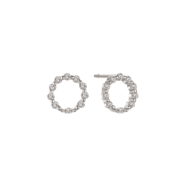 Silberne Ohrringe Kreis mit Zirkonia Abmessungen: 10 x 10 x 1,7 mm