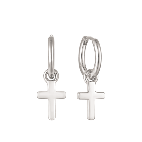 Kreuzkreolen in Silber. Abmessungen: 9 x 1,5 x 11 mm