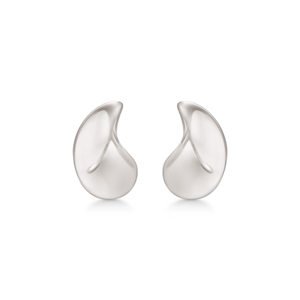 Silberohrstecker rhodiniertes Krummblatt.