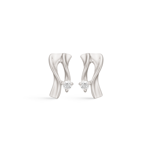 Silberne Ohrstecker rhodiniert 2 Linien.