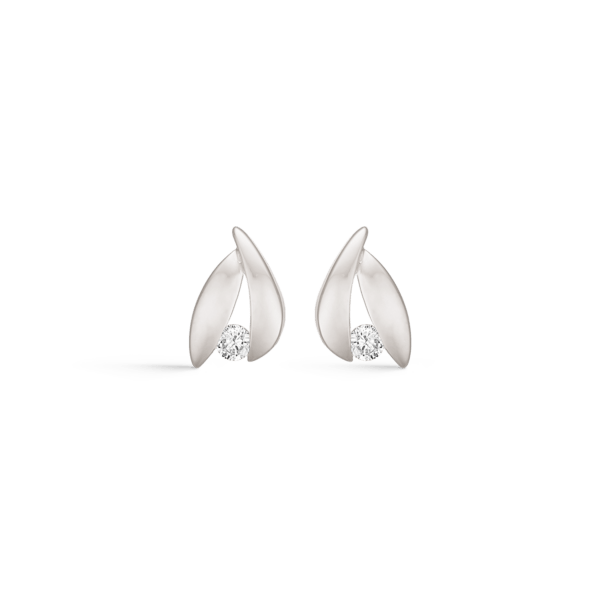 Silberohrstecker rhodiniert 2 längliche Ovale mit facettierten Zirkonia.