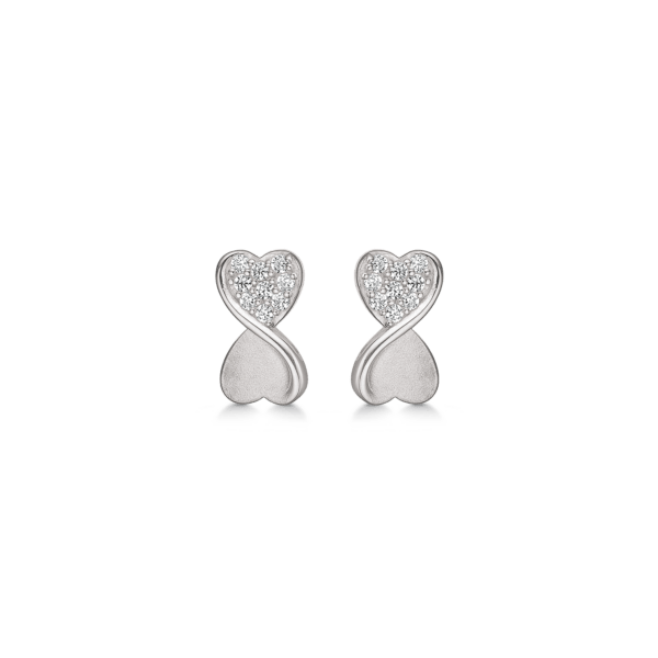 Infinity Ohrringe Silberohrstecker Ewigkeitszeichen matt und mit facettierten Zirkonia