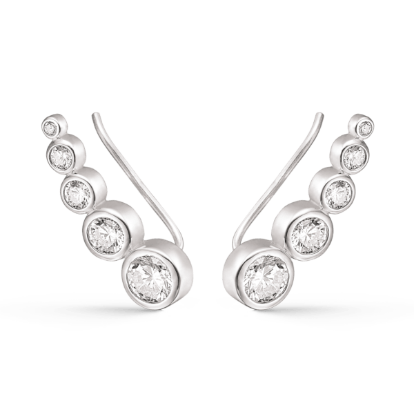 Silberne Ohrstecker rhodinierte Schleife mit 5 facettierten Zirkonia.