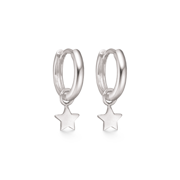 Creolen in Silber mit Sternanhänger in gebürsteter Optik