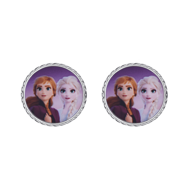 Silberner Ohrringkreis mit Anna und Elsa