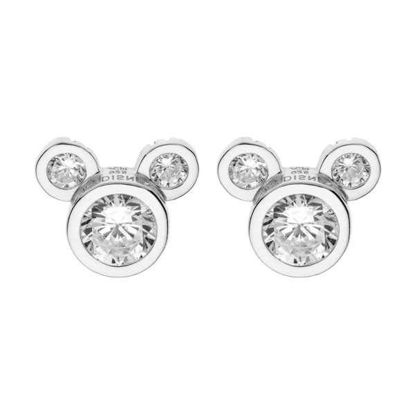 Silberner Ohrring Mickey Mouse mit facettiertem Zirkonia.