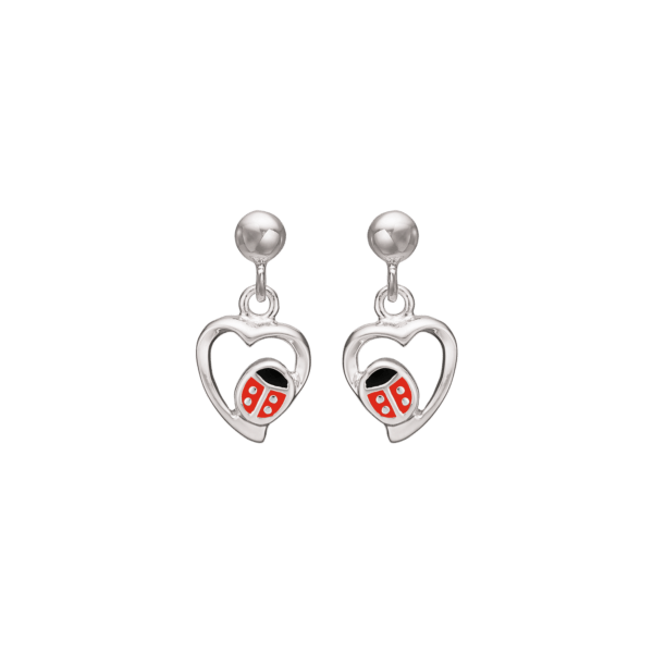 Kleine Ohrhänger mit marienkäferroter bleifreier Emaille.