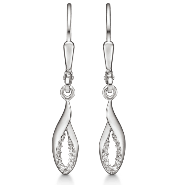 Klassische Ohrhänger in Silber mit weißen Steinen