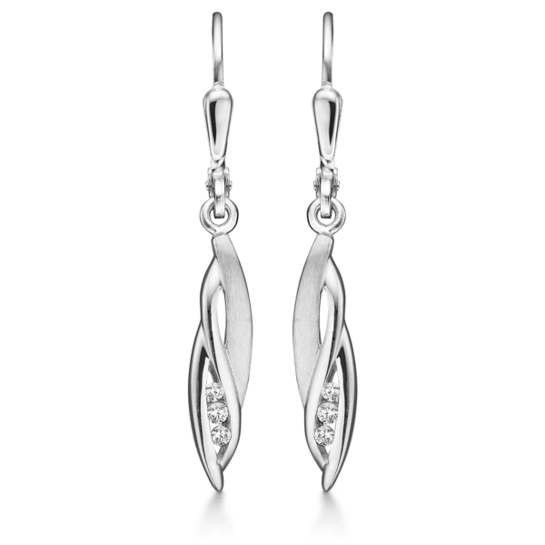 Arkandi-Ohrringe in Silber mit mattem/glänzendem Finish und Stein