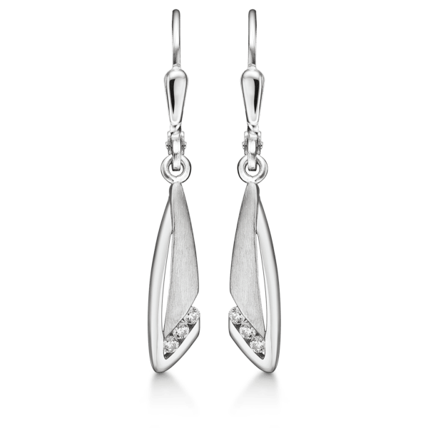 Arkandi-Anhänger-Ohrringe aus Silber mit weißen facettierten Zirkonia-Steinen