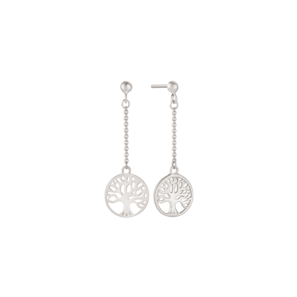 Lebensbaum Silber Ohrring, mit langer Kette
