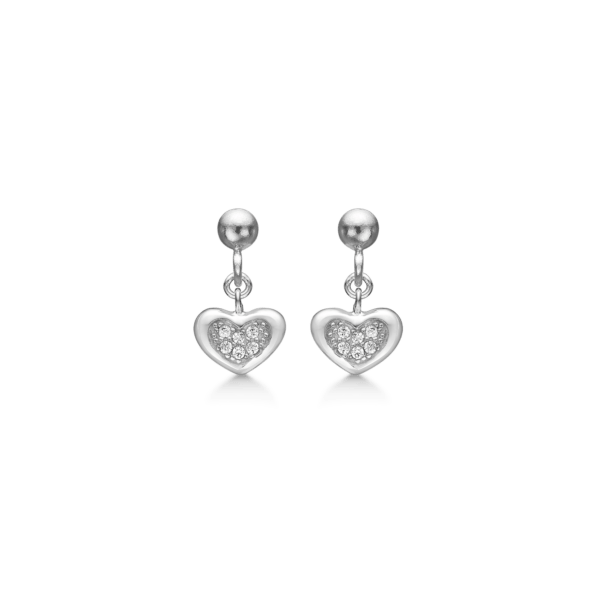 Kleine herzförmige Ohrringe aus Silber mit facettierten Zirkonia-Steinen