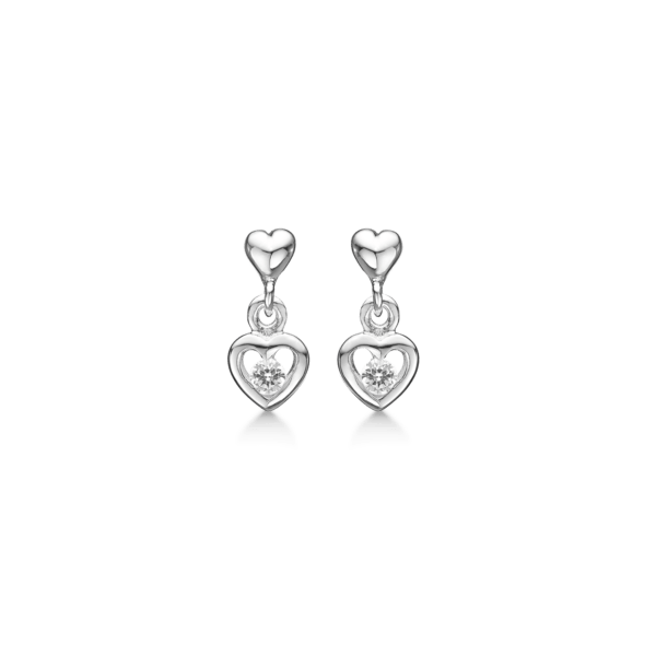 Kleines silbernes Ohrringherz mit facettiertem Zirkonia.