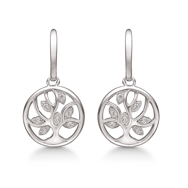 Arkandi Lebensbaum Ohrringe Silber mit Zirkonia-Steinen