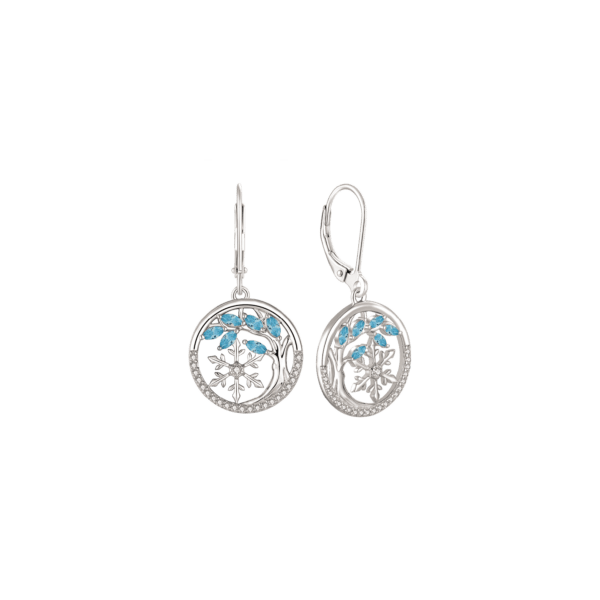 Lebensbaum Silber mit blauem Aquamarin und Zirkoniasteinen