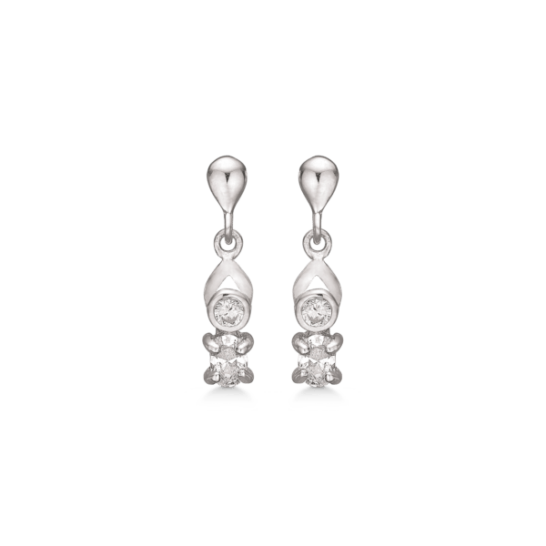 Arkandi kleine silberne Ohrhänger mit weißen Edelsteinen