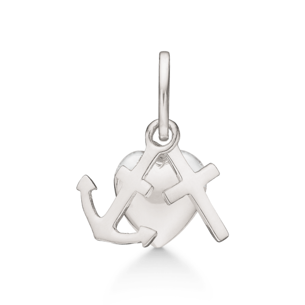 Silberanhänger Glaube, Hoffnung und Liebe. Abmessungen: 8 x 8 mm.