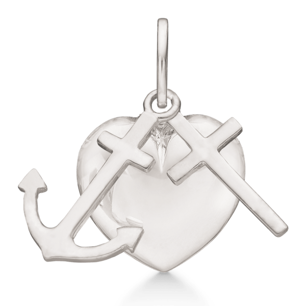 Silberanhänger Glaube, Hoffnung und Liebe. Abmessungen: 15 x 13 mm.