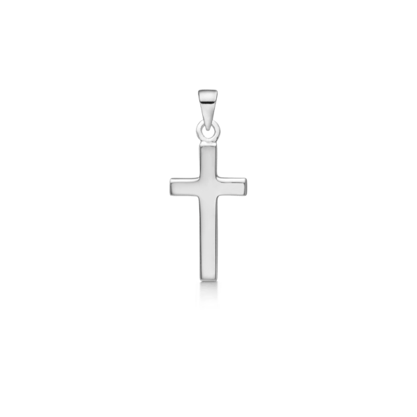 Kreuzanhänger aus Silber. Abmessungen: 10 x 18 mm.