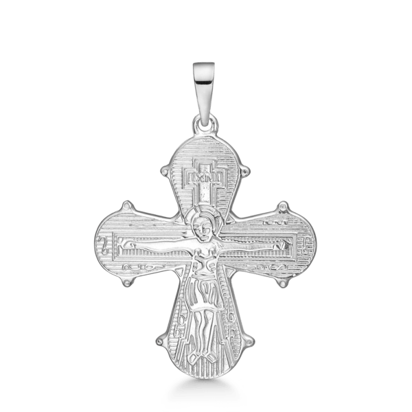 Silberanhänger Tageskreuz mit Vaterunser. Abmessungen: 23 x 25 mm.