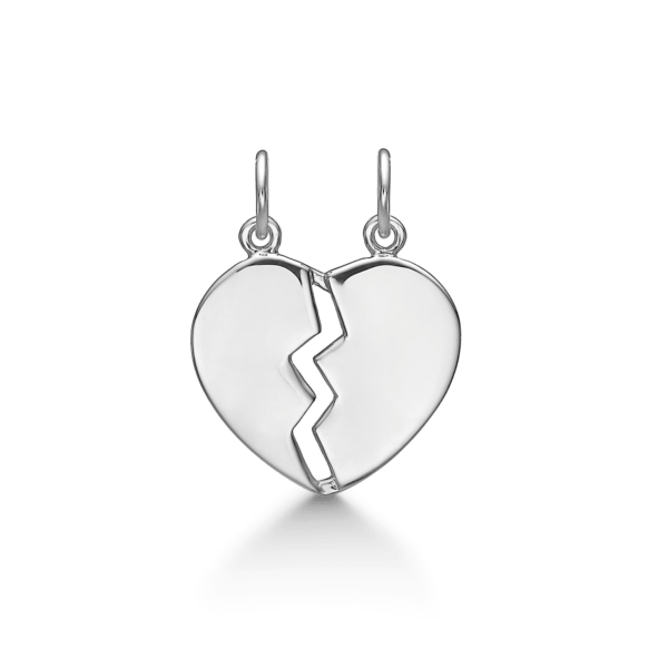 Silberanhänger rhodiniert gebrochenes Herz.