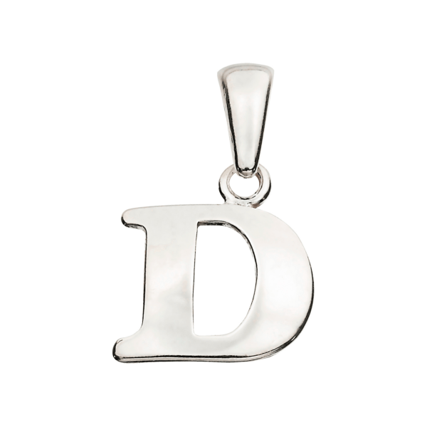 Silberanhänger Buchstabe D. Maße: 10 mm hoch.