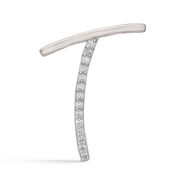 Buchstabenanhänger in Silber T. mit facettiertem Zirkonia. Abmessungen: 16 x 12 x 4 mm.