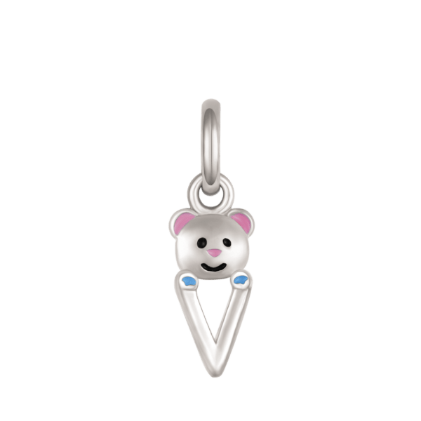 Silberanhänger Teddybär mit dem Buchstaben V