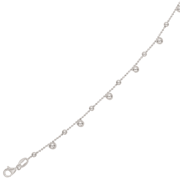 Silberarmband rhodinierte Kette mit abwechselnd großer und kleiner Kugel.