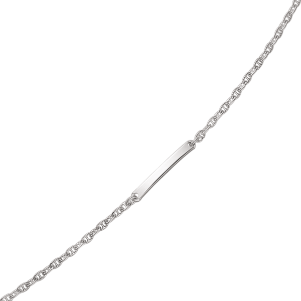 Silberarmband rhodinierte Kette mit ID-Plakette. Länge 17+4cm.