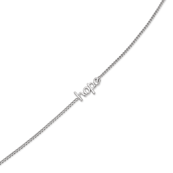 Silberarmband rhodiniert mit venezianischer Kette "Hope". Länge 17+4cm.