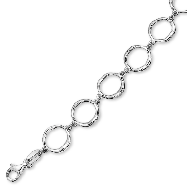Silberarmband Rhodiumkreise in einer Reihe. Länge 17+4 cm.