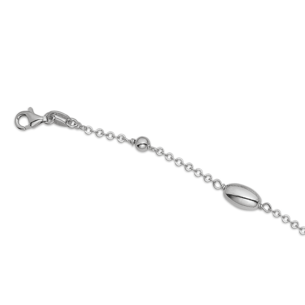 Silberarmband rhodiniert rund und olive. Länge 17+4cm.