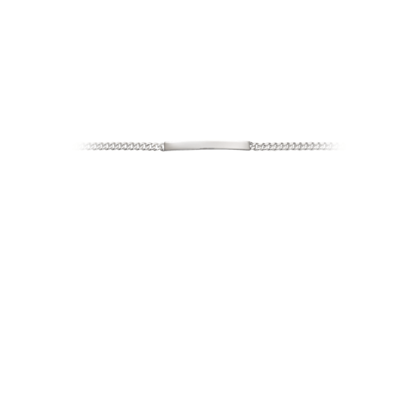 Silberarmband Panzerkette mit ID-Plakette 3,4 mm breit. Länge 17 cm.