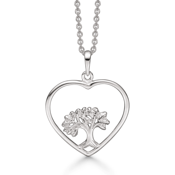 Arkandi Lebensbaum / Herzkette in Silber - 42-45 cm