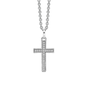 Kors halskæde med hvide sten